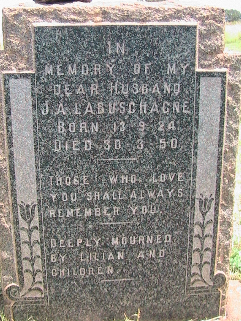 Photo from /search/photos/South Africa/Gauteng/THABA TSHWANE (OLD No.1) MILITARY CEMETERY/labuschagne_ja.jpg